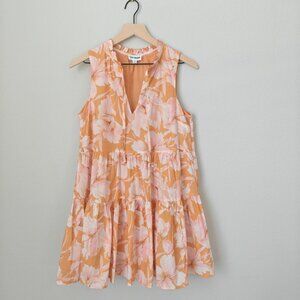 Steve Madden Women’s Peach Floral Sleeveless Tiered Boho Mini Dress Size S